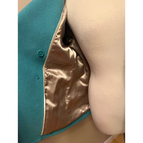 J. Crew Wool Stadium Cloth by Nello Gori Majesty Peacoat Turquoise Aqua Sz 12 P - Picture 7 of 9